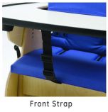 Hardrock adaptive seating system for children and adults optional Front Strap Tray Restraining Strap to secure/maintain tray position.